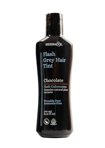 Herbacol Natural Gray Hair Cover, Chocolate (Brown), Ammonia and Peroxide Free 8.1oz| Herbacol Flash Cubrecanas, Chocolate, Natural Sin Amoniaco ni Peroxidos 240ml
