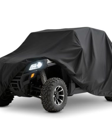 XYZCTEM UTV Cover Lightweight Waterproof Outdoor 2-3 Seater, Compatible with Honda Suzuki Pioneer Accessories, Fit for 114" x 65" x 75" Polaris Ranger, RZR and Can-am Commander Protects UTV from Rain