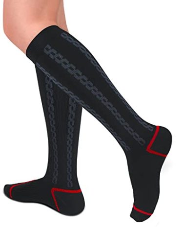 FULLSOFT Compression Socks for Women & Men 30-40 mmHg Graduated Knee High Circulation Support Stockings for Hiking,Running,Nursing,Athletic(L, Stripes Black)