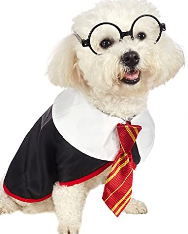 Impoosy Pet Halloween Dog Shirts Funny Cat Wizard Costume Cute Apparel Soft Clothes with Glasses (Large,Neck:18")