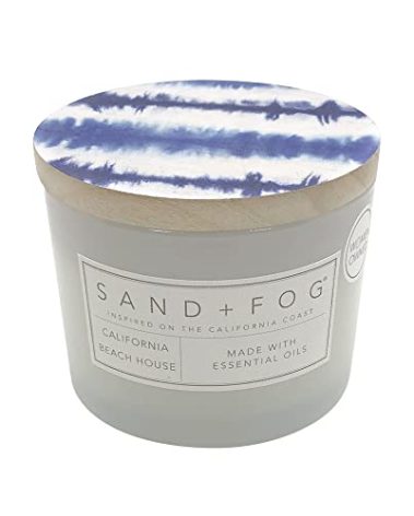 Sand + Fog Scented Candle - California Beach House – Additional Scents and Sizes – 100% Cotton Lead-Free Wick - Luxury Air Freshening Jar Candles - Perfect Home Decor – 12oz