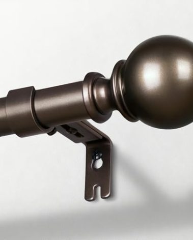Zeerobee Curtain Rods for Windows 72 to 144, 1 Inch Adjustable Heavy Duty Bronze Curtain Rod, Outdoor Indoor Room Divider Modern Drapery Pole, 72-144"