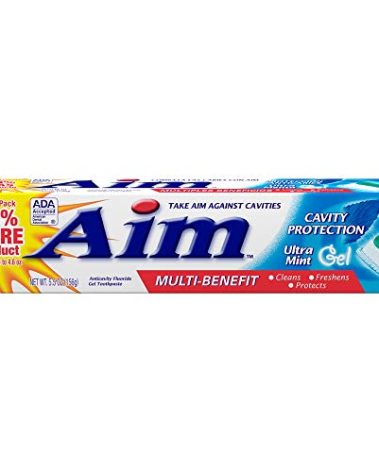 Aim Cavity Protection Anticavity Fluoride Toothpaste, Ultra Mint Gel, 6 Ounce - Pack of 6