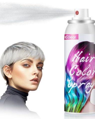 ONE-TIME USE White Hair Color Spray for Crazy Hair Day, Christmas Party - Temporary, Washable, Cosplay Hair Dye 100ML