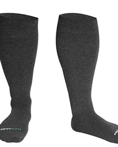 HOYISOX Plus Size Compression Knee High Socks, Wide Calf Extra Large for Men and Women, Comfortable Cotton (US, Alpha, 6X-Large, Regular, Regular, Charcoal)