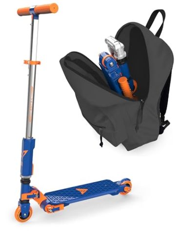 Valor Kick Scooter Toy, Ultra Compact & Lightweight Foldable Scooter Kids with ABEC7 Wheel Bearing, Outdoor Toys for Kids Ages 8-12 and Up, Blue & Orange