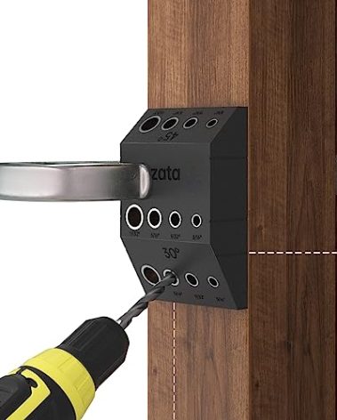 Muzata Upgraded Multi Angle Cable Railing Drill Guide Jig 30 45 90 Degree Portable Drilling Template 4 Sizes for Horizontal Angle Wood Post 3/16 1/8 Cable Railing Hardware Kit Tool CT24