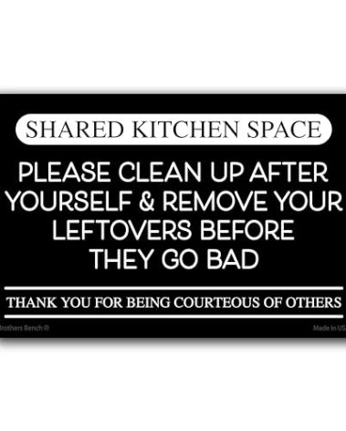 Black Clean Up After Yourself Sign, 6x4 in Fridge Magnet, Break Room Essentials, Kitchen Rules Wall Decor, Office Kitchen Essentials, Office Kitchen Supplies, Shared Kitchen Sign, Made in USA