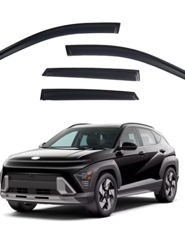 YLSCOO Window Visors Rain Guards fits 2024-2025 Hyundai Kona, Out-Channel Window Wind Deflectors Vent Shades Accessories, Dark Smoke 4 Pcs