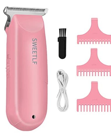 SweetLF Hair Clippers, Silent Cordless Hair Trimmer, Mini Hair Cutting Kit with 3 Guide Combs, USB Rechargeable, Portable, Pink
