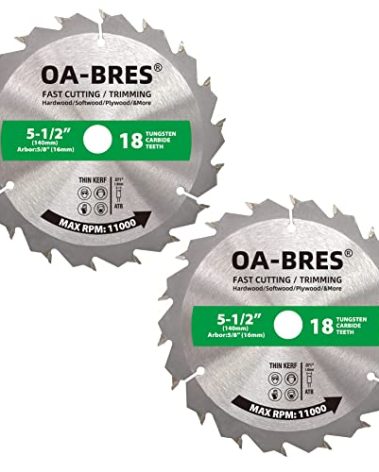 5-1/2 Inch 18 Tooth ATB Fast Cutting and Trimming Saw Blade, Cordless Trim Saw Blade with 5/8-Inch Arbor (1/2-Inch and 10-mm Reducer Bushings Include) - 2 Pack