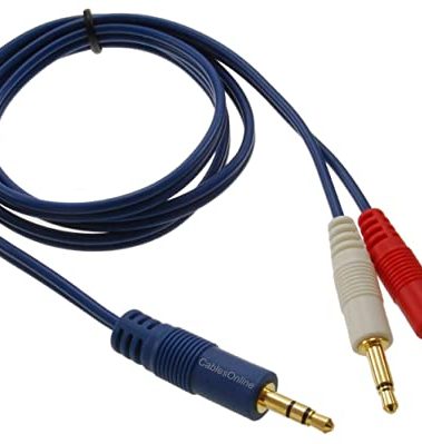 3ft CablesOnline 3.5mm Stereo Male to Dual (Rd/Wh) Mono 3.5mm Blue Audio Breakout Cable, AM-603C