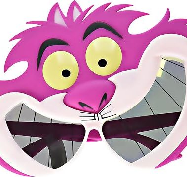 Sun-Staches Alice in Wonderland Official Cheshire Cat Sunglasses, UV400, Costume Accessory Pink Mask, One Size Fits Most