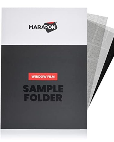 MARAPON® Window Film Sample Folder DIN A5 - Self-Adhesive Opaque - Privacy Film with Static Adhesion - Mirror Films and Frosted Glass Films for Indoors and Outdoors