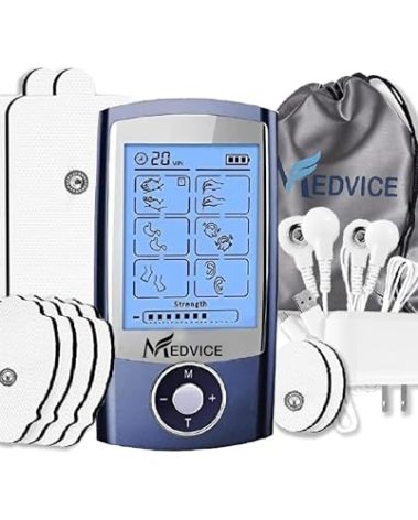 MEDVICE Rechargeable Tens Unit Muscle Stimulator, 2nd Gen 16 Modes & 8 Upgraded Pads for Natural Pain Relief & Management, FDA Cleared Electric Pulse Impulse Mini Massager Machine
