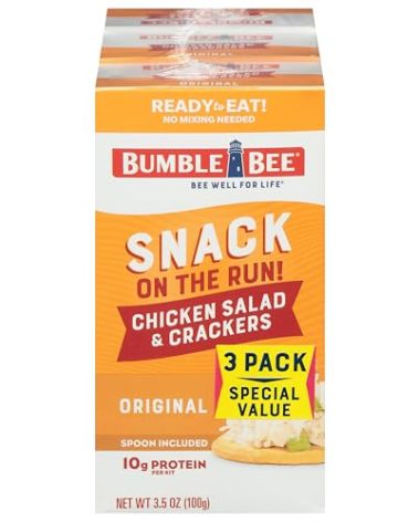 Bumble Bee Snack on the Run Chicken Salad with Crackers Kit, Ready to Eat, Spoon Included - Shelf Stable & Convenient Protein Snack, 3.5 Ounce (Pack of 3)