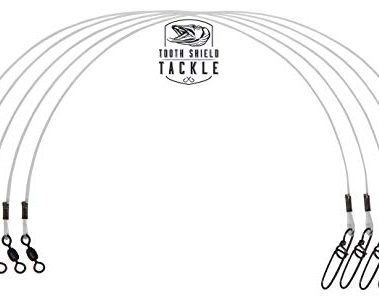 5 Pack 100 lb. Premium Fluorocarbon Tooth Shield Tackle Musky Leader Muskie Pike Leader (Crane Swivel) (14)