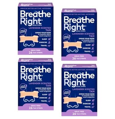 Breathe Right Nasal Strips, Lavender Scent 26 Count (4 Pack)