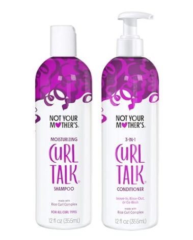 Not Your Mother's Curl Talk Shampoo and Conditioner (2-Pack) - 12 fl oz Each - Cleanse, Hydrate, Moisturize, & Enhance Curls - Long-Lasting Frizz Control for All Curly Hair Types