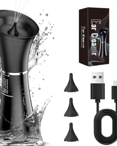 Oleswer Ear Wax Removal Kit,Ear Cleaner, Electric Ear Cleaning Kit, 2in1 Water Tank, 4 Pressure Settings - Ear Irrigation Flushing System With Water Temperture Sensor,Ear Syringe Kit Tools for Ear Clean,Black