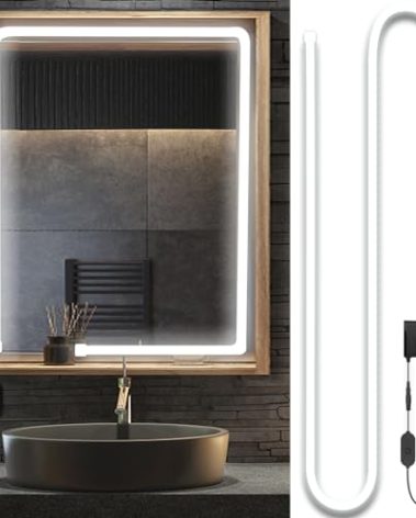Blikshin LED Vanity Mirror Lights, Hollywood Style Makeup Lighting, 10FT/6000K/Dimmable/12V Adapter/Self-Adhesive Strip Lights for Mirror, Lighting for Makeup Vanity Table & Bathroom Mirror
