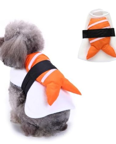 Sushi Dog Halloween Costume Fish Food Pet Costume, Cat Puppy Costumes for Small Medium Dogs Pet Apparel, Funny Dog Outfits Cosplay Clothes for Halloween Party Christmas Photo Props