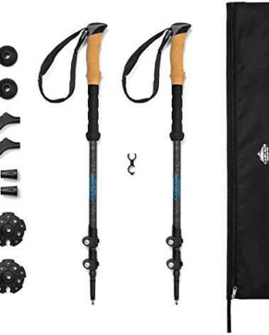 Cascade Mountain Tech Trekking Poles - Carbon Fiber Walking or Hiking Sticks with Quick Adjustable Locks (Set of 2), Grey