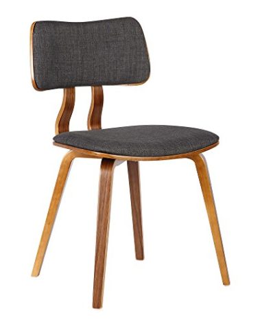 Armen Living Jaguar Dining Chair in Charcoal Fabric and Walnut Wood Finish,Charcoal/Walnut Finish 20D x 18W x 29H in