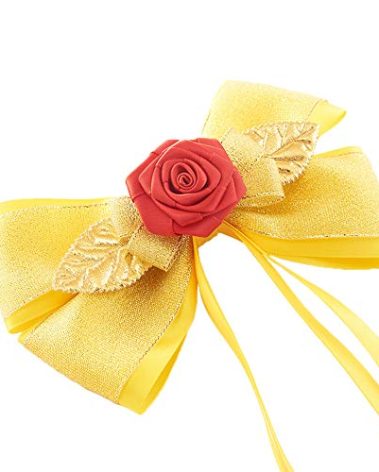 JiaDuo Princess Hair Accessories for Girls Women Halloween Big Hair Bow Clips Yellow 6 Inch
