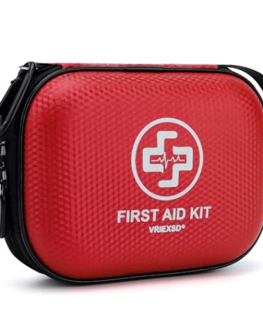 Mini First Aid Kit - 150 Piece Small Waterproof Hard Shell Medical Kit for Home, Car, Travel, Camping, Truck, Hiking, Sports, Office, Vehicle & Outdoor Emergencies- Small First Aid Medical Kit (Red)