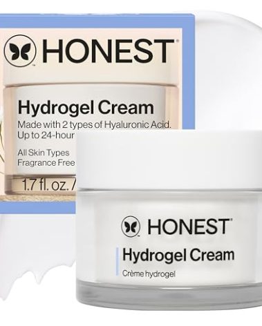 Honest Beauty Hydrogel Cream with Hyaluronic Acid | Lightweight, Moisturizing Water Cream | Gentle for Sensitive Skin, Fragrance Free, Vegan | 1.7 fl oz