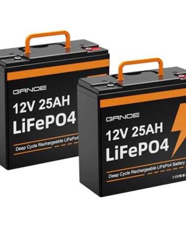 12V 25Ah LiFePO4 Battery, Up to 3000 Deep Cycles Rechargeable Lithium Battery with Built-in 20A BMS for Solar System, RVs, Power Wheels, Trolling Motors, Scooters, Camping (2 Pack)