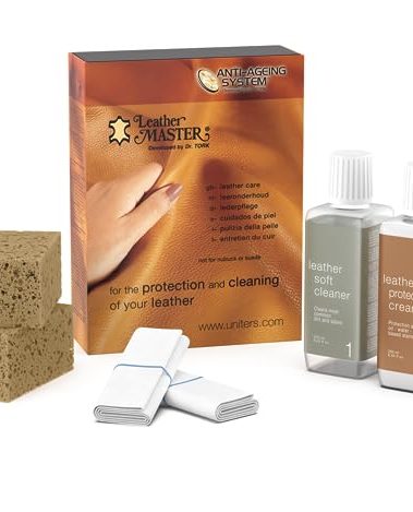 Leather Master Leather Care Kit | Leather Cleaner and Conditioner Kit | Cleans & Restores Car Seats, Furniture, Purses, Jackets | Includes Leather Cleaner, Leather Conditioner, Sponge & Wipes
