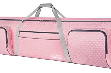 SNIGJAT 88 Key Keyboard Case (Size: 53.5"x13.8"x6.8"), Soft Padded Piano Case with Handle and Adjustable Shoulder Straps, Keyboard Bag with 3-Pocket for Music Sheet, Pedal, Gift for Women, Pink