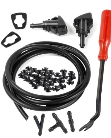 OTUAYAUTO Windshield Washer Nozzles Kit Replacement for 08-17 Dodge Grand Caravan, 11-17 RAM 1500 2500, Chrysler Jeep, Windshield Sprayer Nozzles Kit - Replaces OEM #: 4805742AB, 5116079AA, 5113049AA