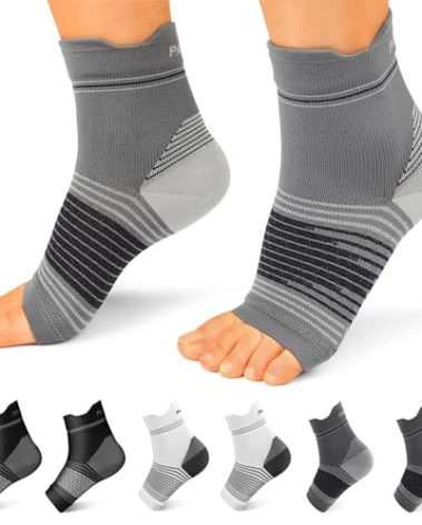 Plantar Fasciitis Sock (6 Pairs) for Men and Women, Compression Foot Sleeves with Arch and Ankle Support (Black, Gray, White, Large)