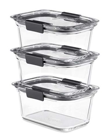 Rubbermaid Brilliance Glass Storage 4.7-Cup Food Containers with Lids Set of 3 Clear