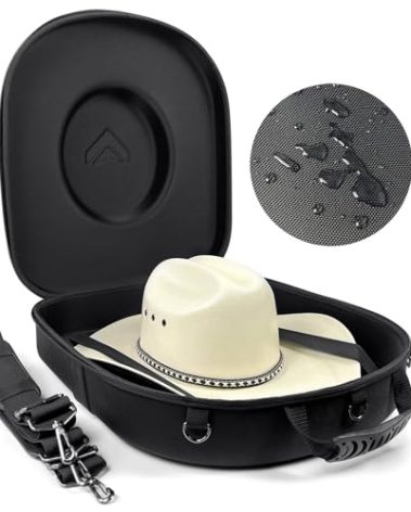 Travel Hat Case For Cowboy Panama & Fedora Hat, Waterproof & Crush Proof Cowboy Hat Box Wide-brimmed Hats Storage Holder Hat Carrier - Large, Black