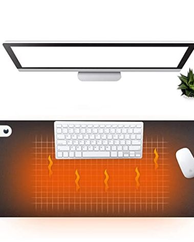 Warm Desk Pad, Heated Mouse Pad, Keyboard Mat, Electric Heating Desk Pad with 5 Heating Levels & 3 Hours Auto Shut-Off, PU Leather Office Desk Mat, 31.5" x 13" Large (Black)