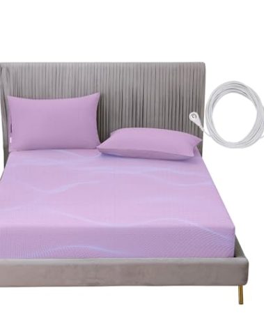 ConBlom Grounding Fitted Sheet with Grounding Cord, Earthing Sheets Queen Size, 5% Silver Fiber & 95% Cotton Fiber, Conductive Earthing Bed Sheet for Better Sleep (Purple, Queen)