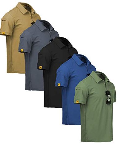 ZITY 5 Pack Mens Polo Shirt Short Sleeve Sports Golf Tennis T-Shirt Moisture-Wicking Summer Shirts