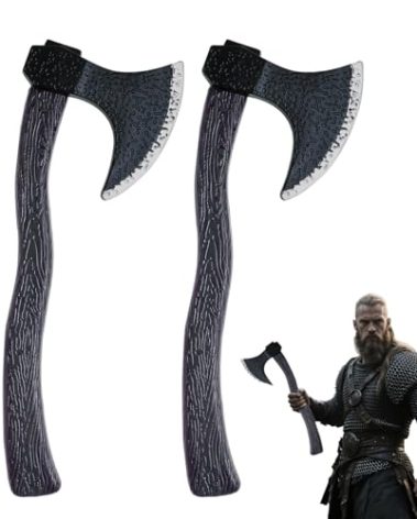 2pcs Plastic Viking Axe Costume Props,Fake Axe for Children Adult Halloween Party Role-Play Dress Up Weapon Accessories (Black)