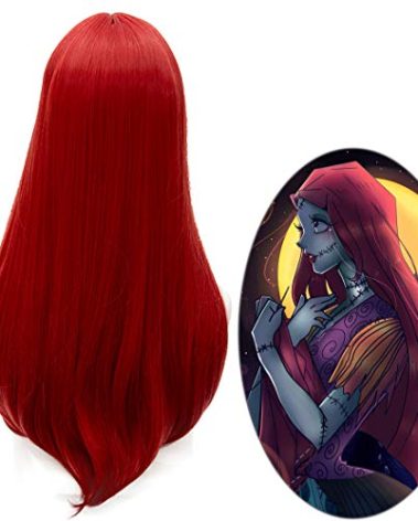 60cm Red Sally Wig for Women, Long Straight Center Part Cosplay Wig for Halloween Costume Party