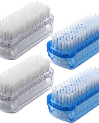 Nail Brush Two Sided Hand Fingernail Scrub Brushes Soft Stiff Bristles Scrubber Nails Toes Cleaning Brush for Men Women Kids 4 PCS