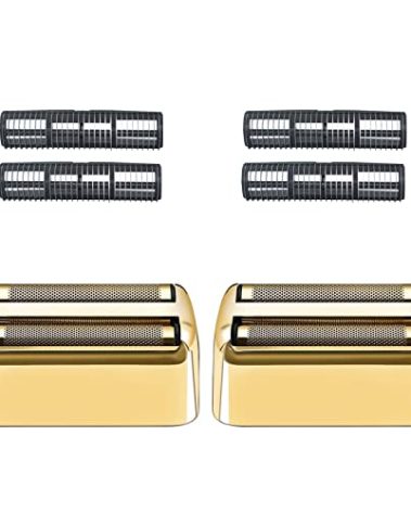 2 Pack Shaver Replacement Foil and Cutters Compatible with BaBylissPRO Double FXFS2 Metal Shaver foil Replacement,Golden