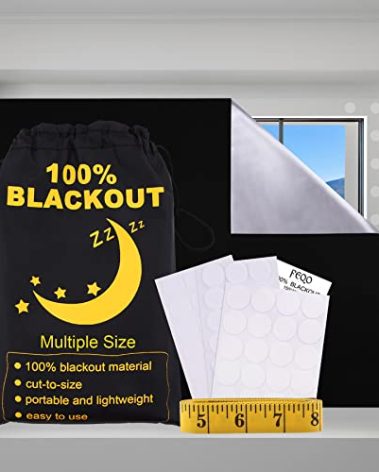 FEQO Portable Window Blackout Curtain Shade 157"x 59" Temporary Blackout Curtain Travel Window Cover Stick on Black Out Dark Shade for Bedroom Drawing Room Baby Nursery