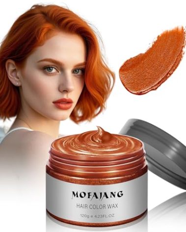 Temporary Hair Color Wax, Orange Hair Spray, 4.23 Ounces Natural Washable Hair Wax Color Spray, Kids Women Temporary Hair Dye Wax Pomades Clays for Christmas Parties, Role Playing, Halloween (Orange)