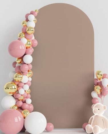 Wokceer 7.2FT Wedding Arch Cover Spandex Fitted Wedding Arch Stand Covers Round Top Nude Brown Chiara Arch Backdrop Cover for Birthday Party Ceremony Banquet Decoration