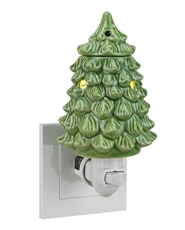 STARMOON Pluggable Fragrance Warmer Wax Melter for Christmas Decoration Home/Dorm/Office No Flame No Smoke No Soot Packaged Together with Two Bulbs - Lovely Christmas Tree