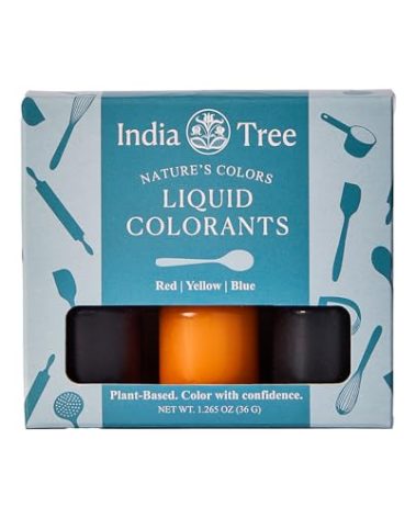 Natural Liquid Food Coloring Set – Plant-Based, Dye-Free, Non-GMO, Allergen-Free, 3 Bottles (Red, Yellow, Blue), 1.265 oz – India Tree Nature’s Colors